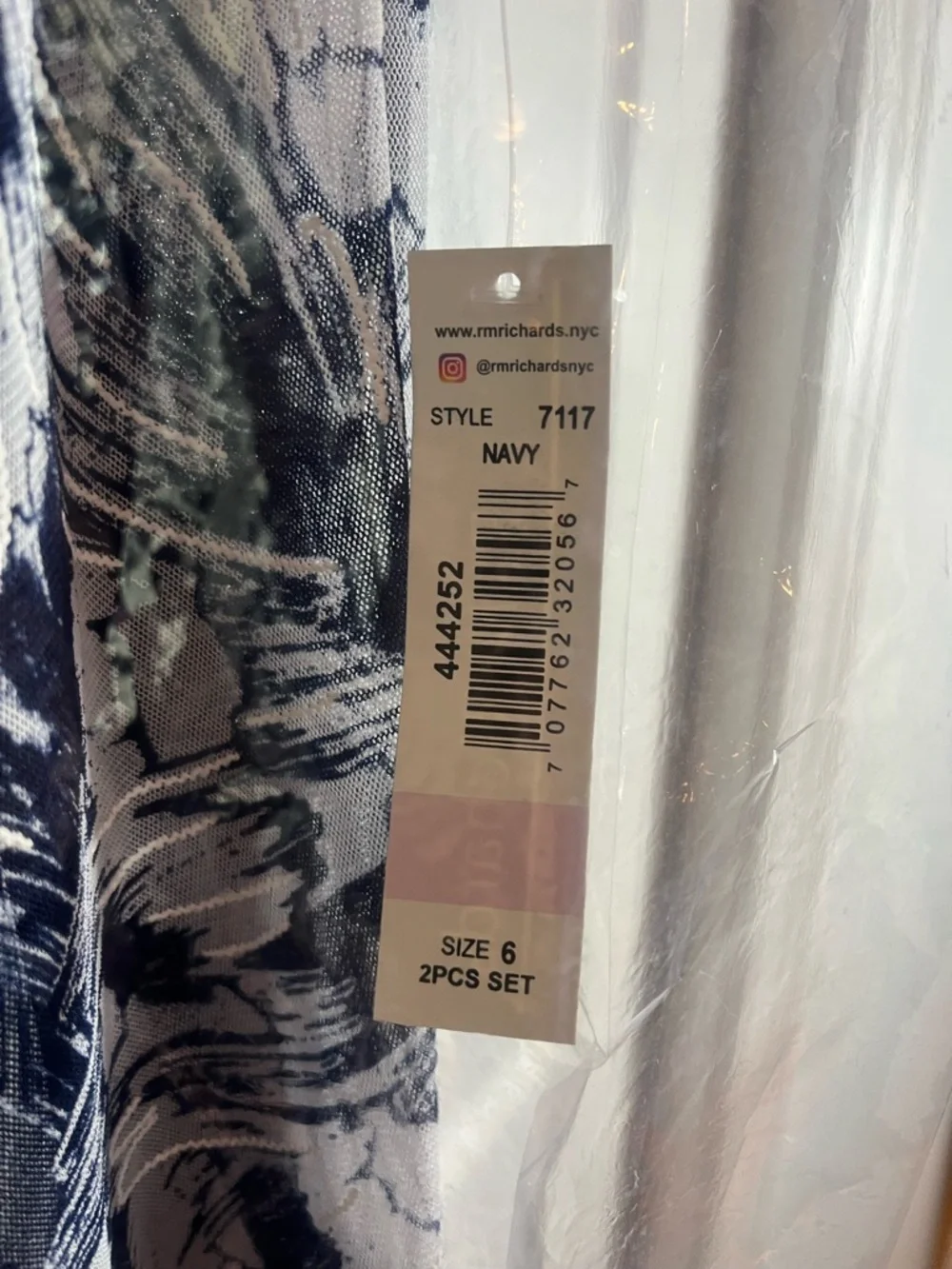 R&M Richards Navy and White Floral Overlay Dress Set, NWT - Picture 5 of 9